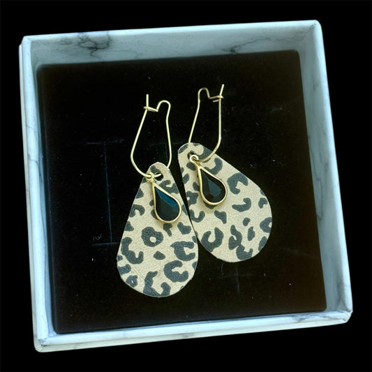 Leopard teardrop earrings
